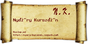 Nyáry Kurszán névjegykártya