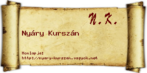Nyáry Kurszán névjegykártya